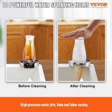 VEVOR Glass Rinser, 10 Powerful Spraying Jets 360° Rotating Cup Rinser for Sink, 304 Stainless Steel Faucet Cup Washer with Silicone Nonslip Pad for Baby Bottle, Glass Cup, Wine Glass (Drawing Base)
