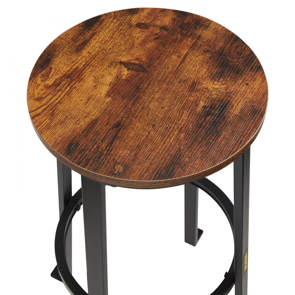 VEVOR Rustic Bar Stools Counter Height Round Bar Chairs with Footrest 29" 2 Set