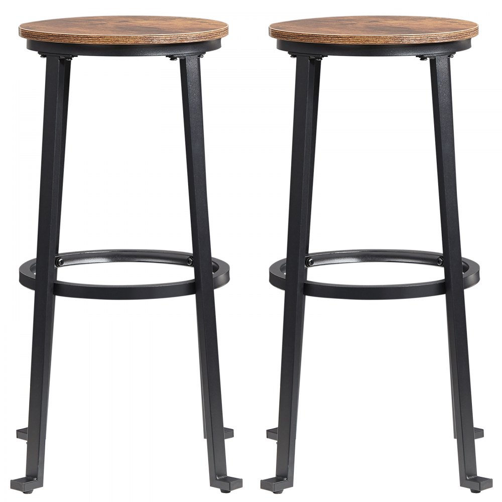 VEVOR Rustic Bar Stools Counter Height Round Bar Chairs with Footrest 29" 2 Set