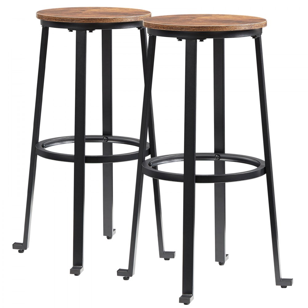 VEVOR Rustic Bar Stools Counter Height Round Bar Chairs with Footrest 29" 2 Set