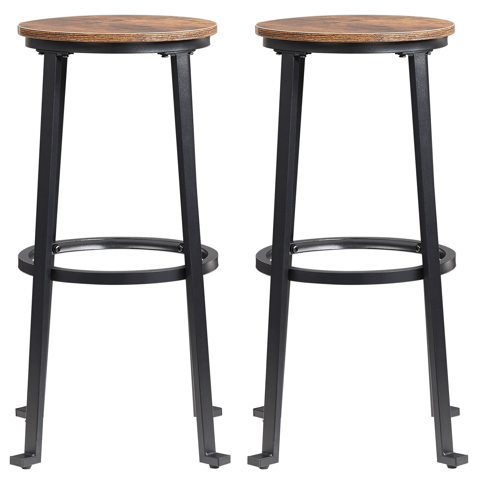 VEVOR Rustic Bar Stools Counter Height Round Bar Chairs with Footrest 29" 2 Set