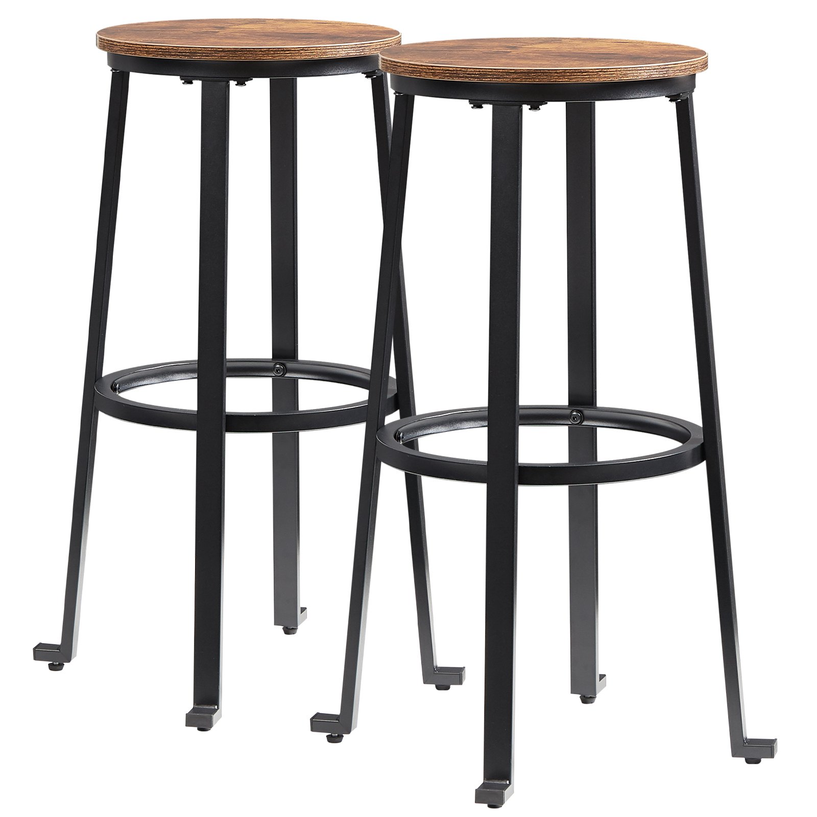 VEVOR Rustic Bar Stools Counter Height Round Bar Chairs with Footrest 29" 2 Set