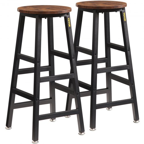VEVOR Rustic Bar Stools 2 Set Counter Height Round Bar Chair with Footrest 27.6"