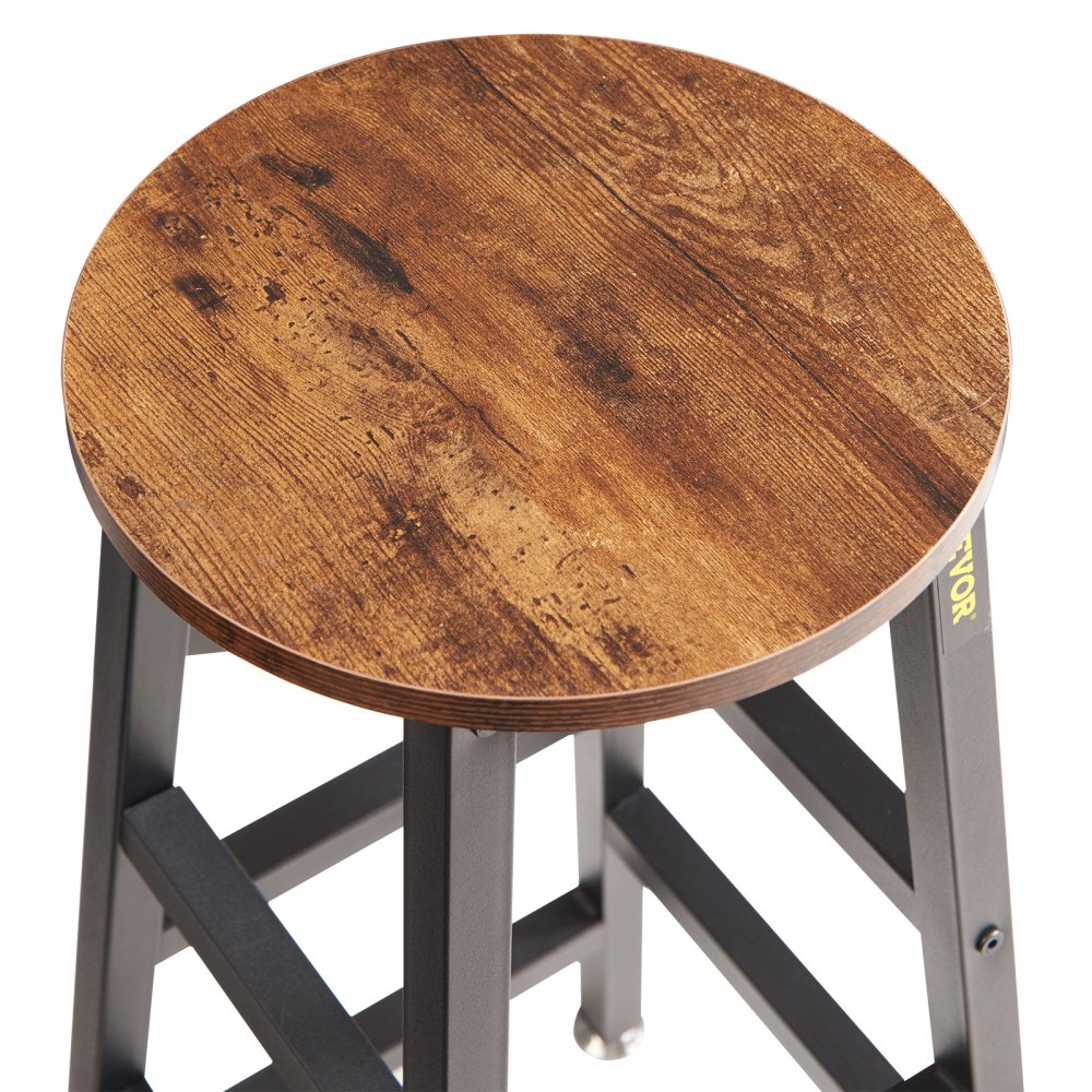 VEVOR Rustic Bar Stools 2 Set Counter Height Round Bar Chair with Footrest 27.6"