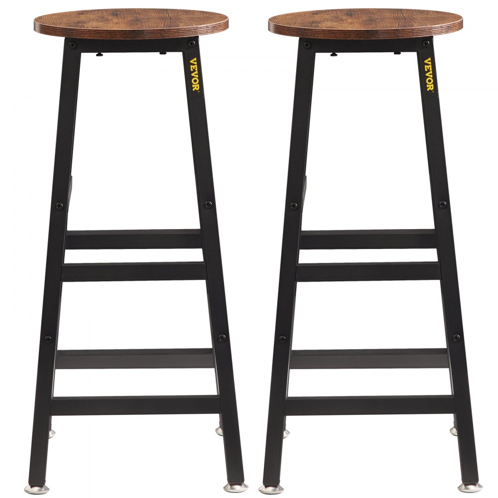 VEVOR Rustic Bar Stools 2 Set Counter Height Round Bar Chair with Footrest 27.6"