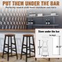VEVOR Rustic Bar Stools 2 Set Counter Height Round Bar Chair with Footrest 27.6"