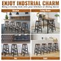 VEVOR Rustic Bar Stools 2 Set Counter Height Round Bar Chair with Footrest 27.6"