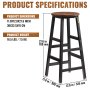 VEVOR Rustic Bar Stools 2 Set Counter Height Round Bar Chair with Footrest 27.6"