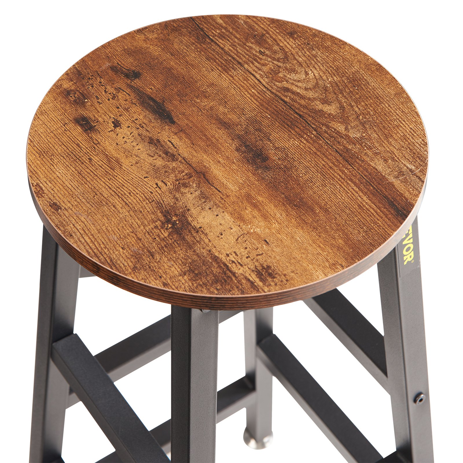 VEVOR Rustic Bar Stools 2 Set Counter Height Round Bar Chair with Footrest 27.6"