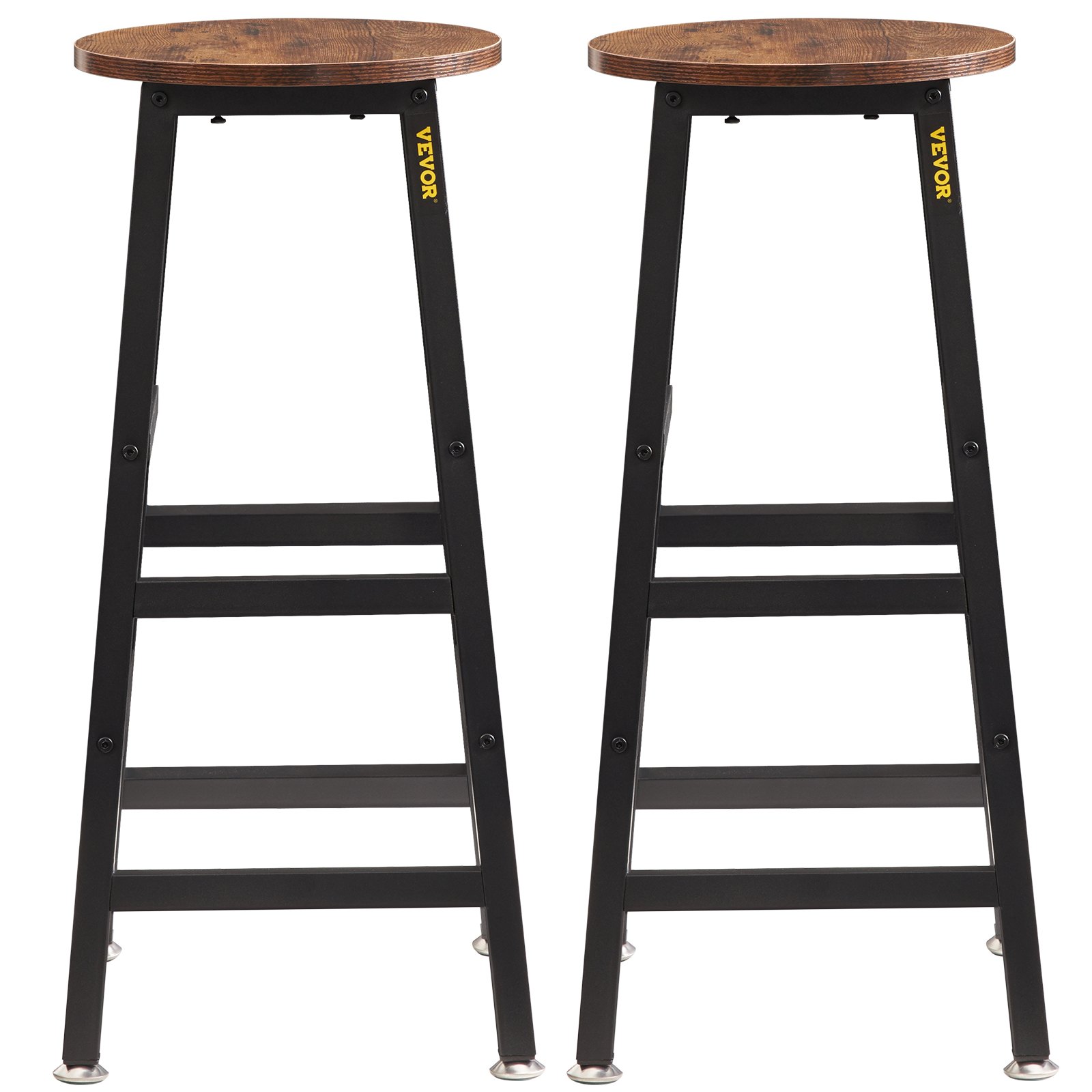 VEVOR Rustic Bar Stools 2 Set Counter Height Round Bar Chair with Footrest 27.6"