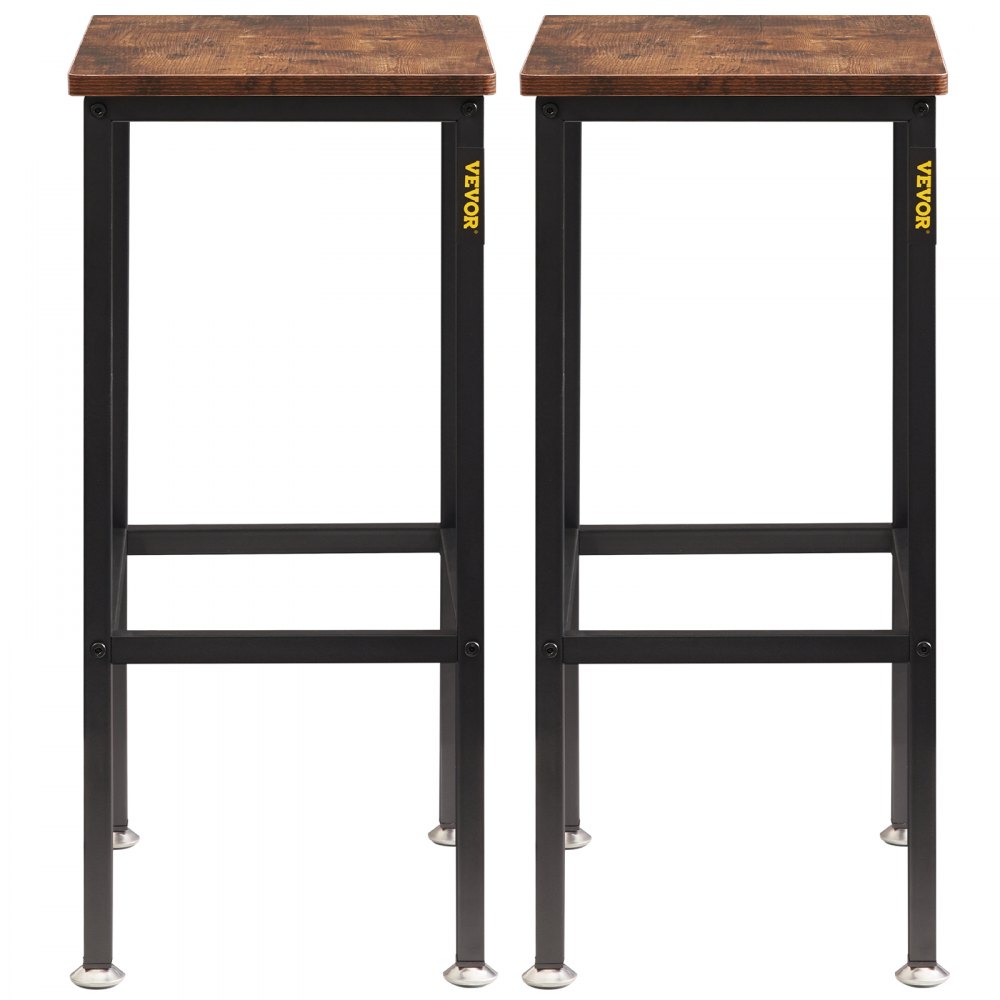 VEVOR Rustic Bar Stools 2 Set Rectangle Counter Bar Chairs with Footrest 25.6"
