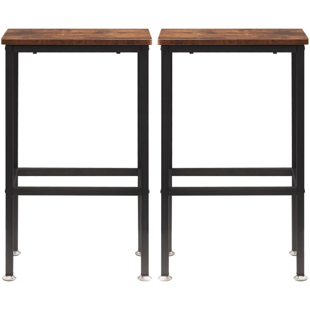 VEVOR Rustic Bar Stools 2 Set Rectangle Counter Bar Chairs with Footrest 25.6"