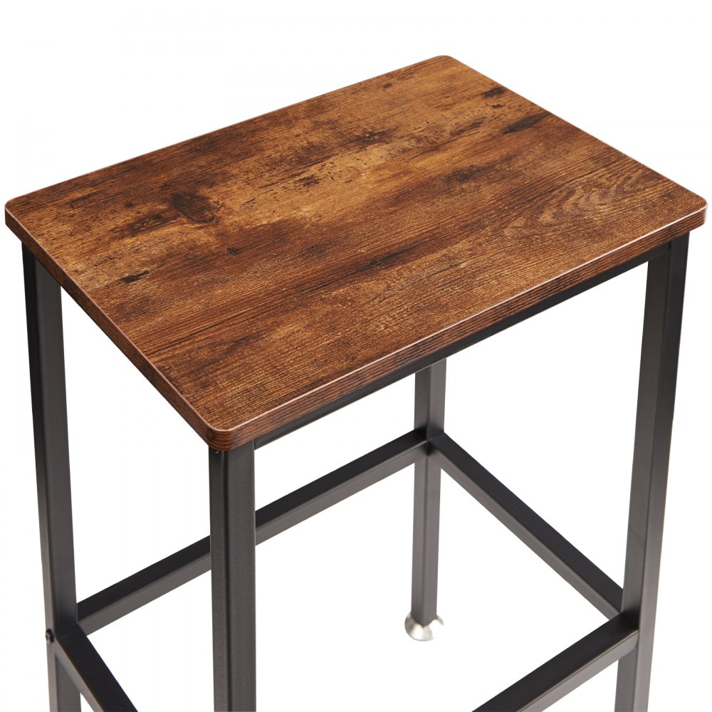 VEVOR Rustic Bar Stools 2 Set Rectangle Counter Bar Chairs with Footrest 25.6"