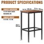 VEVOR Rustic Bar Stools 2 Set Rectangle Counter Bar Chairs with Footrest 25.6"