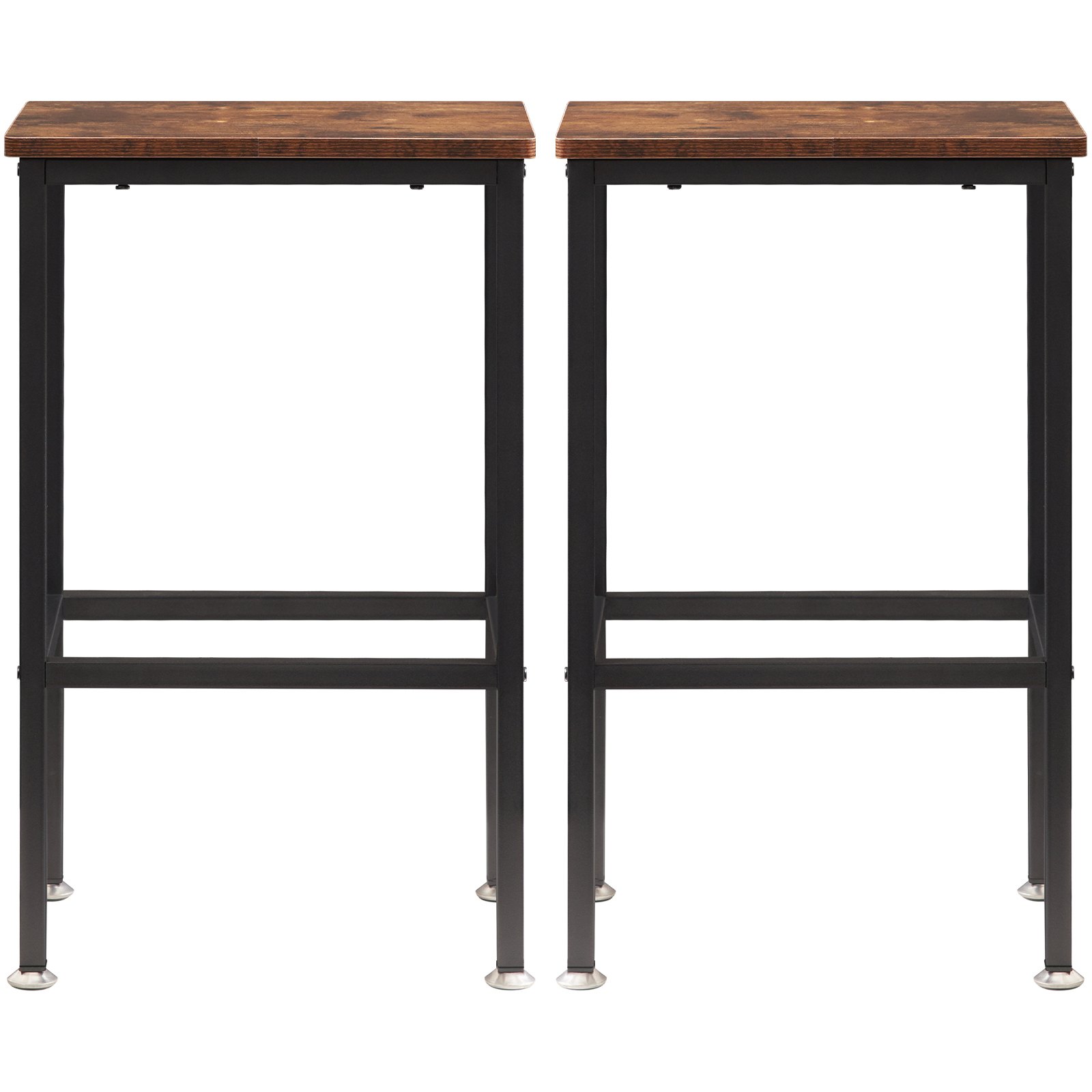 VEVOR Rustic Bar Stools 2 Set Rectangle Counter Bar Chairs with Footrest 25.6"