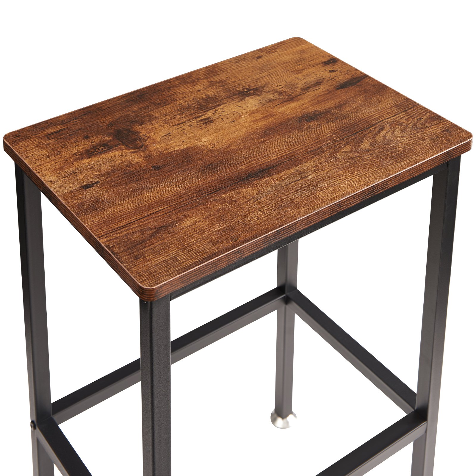 VEVOR Rustic Bar Stools 2 Set Rectangle Counter Bar Chairs with Footrest 25.6"