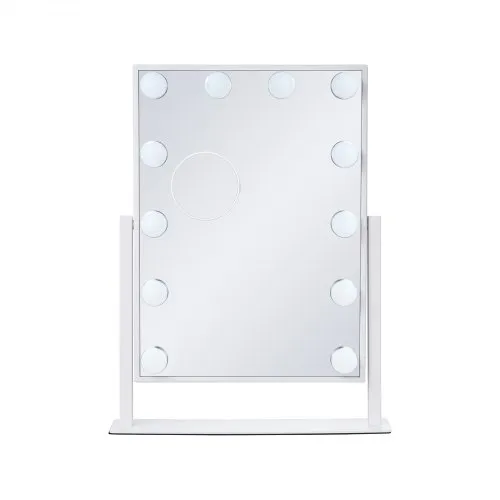 VANITII - Espejo De Tocador Con Luces De 12 X 16 Pulgadas, Espejo De Maquillaje Hollywood Con Aumento De 10 Veces Y Rotación Libre, Regulable, 3 Modos De Color, Espejo LED
