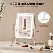 Miroir de maquillage éclairé VEVOR 3 couleurs avec grossissement 5X 16,1 x 11,8 pouces