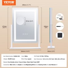 Miroir de maquillage éclairé VEVOR 3 couleurs avec grossissement 5X 16,1 x 11,8 pouces