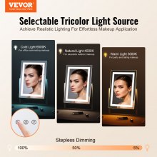 VEVOR Lighted Makeup Mirror 3 Color Vanity with 5X Magnification 16.1x11.8 in