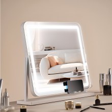 VEVOR Lighted Makeup Mirror 3 Color Vanity w/ USB Port Magnification21.7x17.7 in