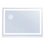 Espejo de tocador grande VEVOR con luces, tres modos de iluminación, espejo de maquillaje con luz LED, aumento de 5x, puerto USB, control táctil inteligente, montaje en pared (80 x 55 cm, blanco)