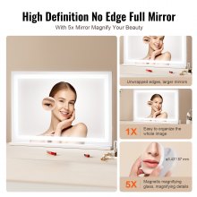 VEVOR Lighted Makeup Mirror 3 Color Vanity w/ USB Desktop Wall-mount 31.5x21.7in