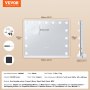 VEVOR Hollywood Vanity Mirror With Lights w/ USB Desktop Wall-mount 22.8x18.1 in