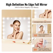 VEVOR Hollywood Vanity Mirror With Lights w/ USB Type C Desktop Wallmount 23.6in