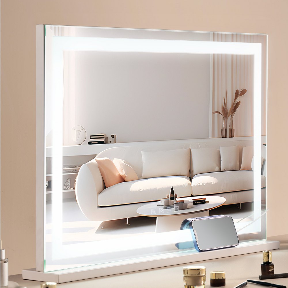 VEVOR Lighted Makeup Mirror 3 Color w/ Bluetooth USB Desktop Wall-mount 21.7in