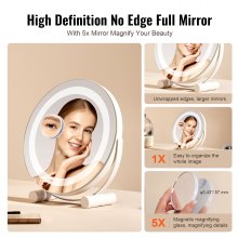 VEVOR 12” Vanity Mirror With Lights LED Makeup Round w/ Smart Touch for Bedroom