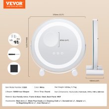 VEVOR 12” Vanity Mirror With Lights LED Makeup Round w/ Smart Touch for Bedroom