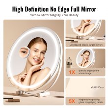 VEVOR 20” Vanity Mirror With Lights LED Makeup Round w/ Smart Touch for Bedroom