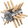 VEVOR chicken plucker with rubber fingers and stainless steel cylinder, dimensions displayed.