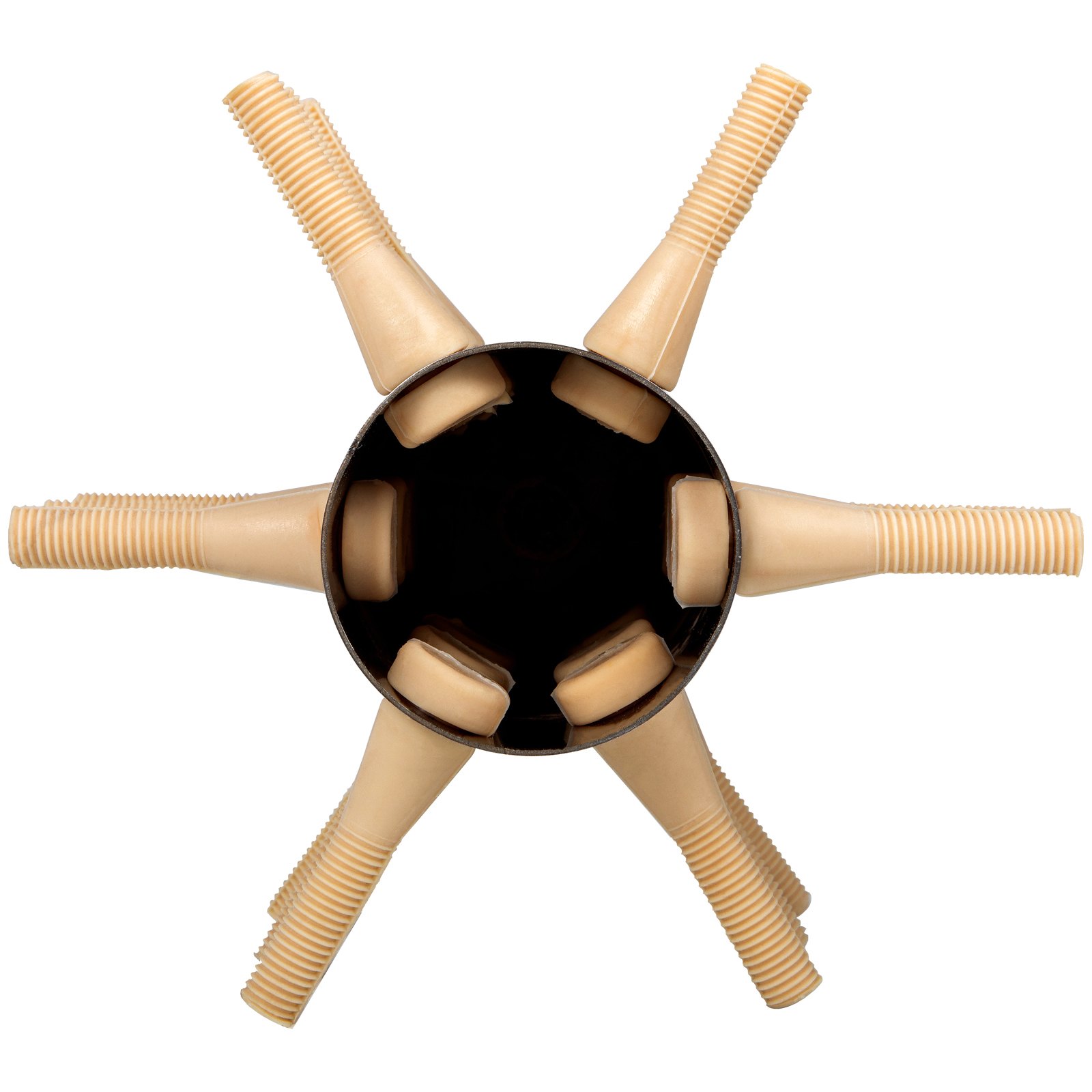top view of VEVOR chicken plucker with rubber fingers arranged in a circular pattern.