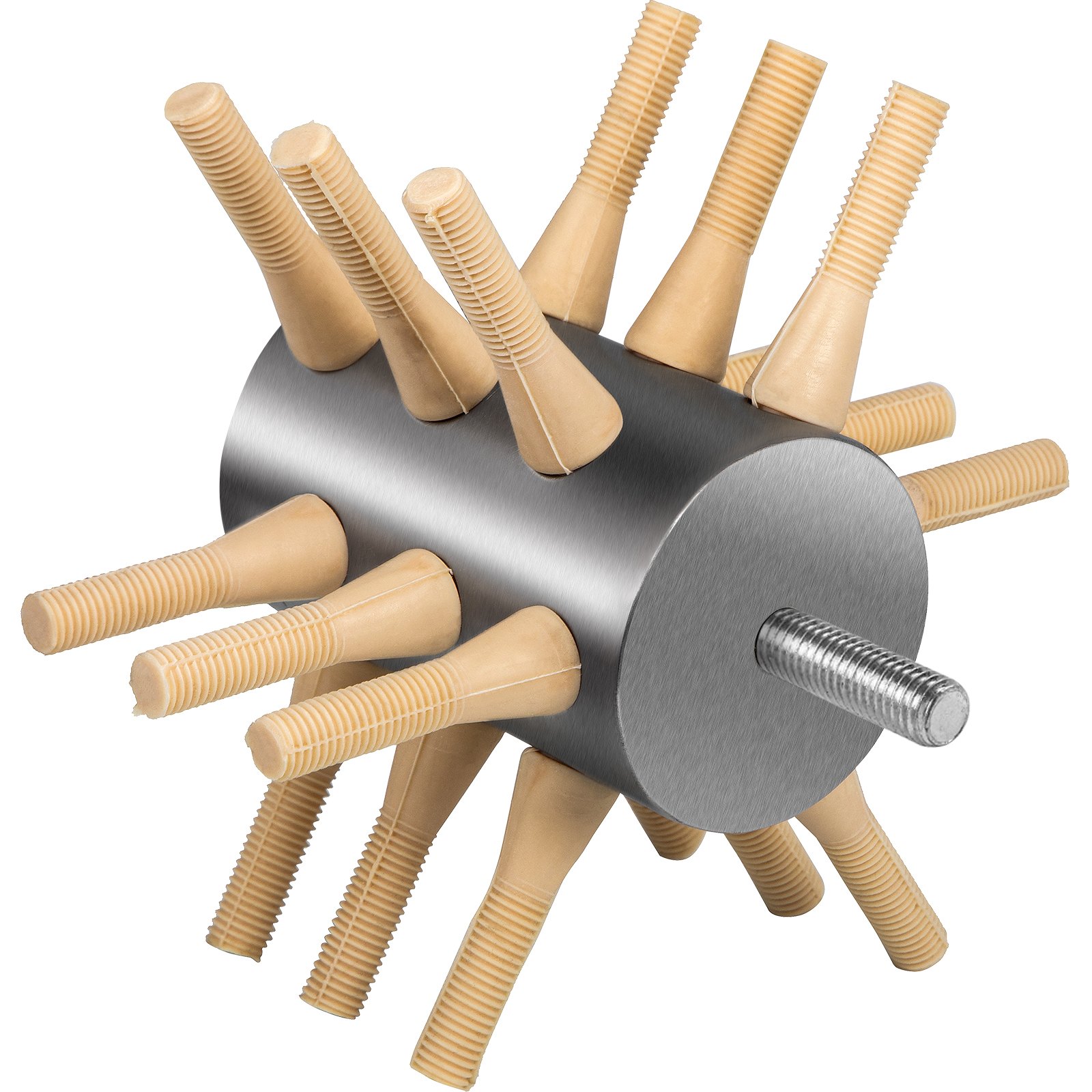 VEVOR chicken plucker with beige rubber fingers on a silver cylindrical head.