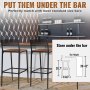 VEVOR Rustic Bar Stools Counter Height Square Bar Chairs with Backrest 29" 2 Set