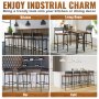 VEVOR Rustic Bar Stools Counter Height Square Bar Chairs with Backrest 29" 2 Set