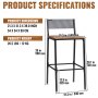 VEVOR Rustic Bar Stools Counter Height Square Bar Chairs with Backrest 29" 2 Set