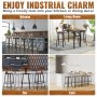 VEVOR Rustic Bar Stools Counter Height Round Bar Chairs with Backrest 29" 2 Set