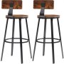VEVOR rustic bar stools, set of 2 with wooden seats and metal frames, featuring a modern design.