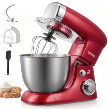 VEVOR 4.2 Qt Tilt Head Stand Mixer 400W Electric Dough Mixer, 6 Speeds Food Kitchen Mixer with Stainless Steel Bowl, Splash Guard, Dough Hook, Whisk, Beater, for Baking Mixing Whipping