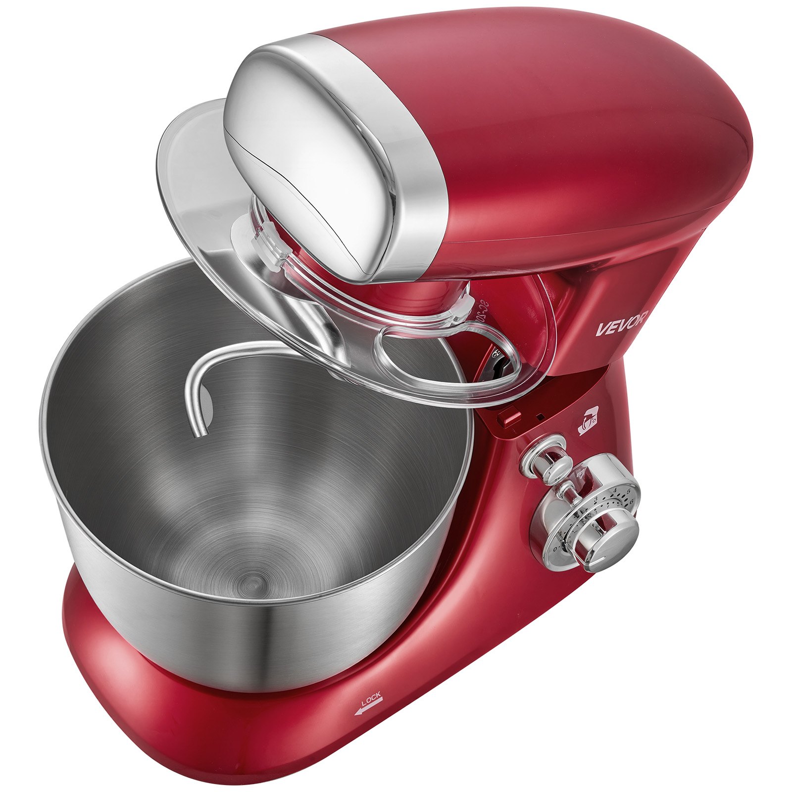VEVOR 4.2 Qt Tilt Head Stand Mixer 400W Electric Dough Mixer, 6 Speeds Food Kitchen Mixer with Stainless Steel Bowl, Splash Guard, Dough Hook, Whisk, Beater, for Baking Mixing Whipping