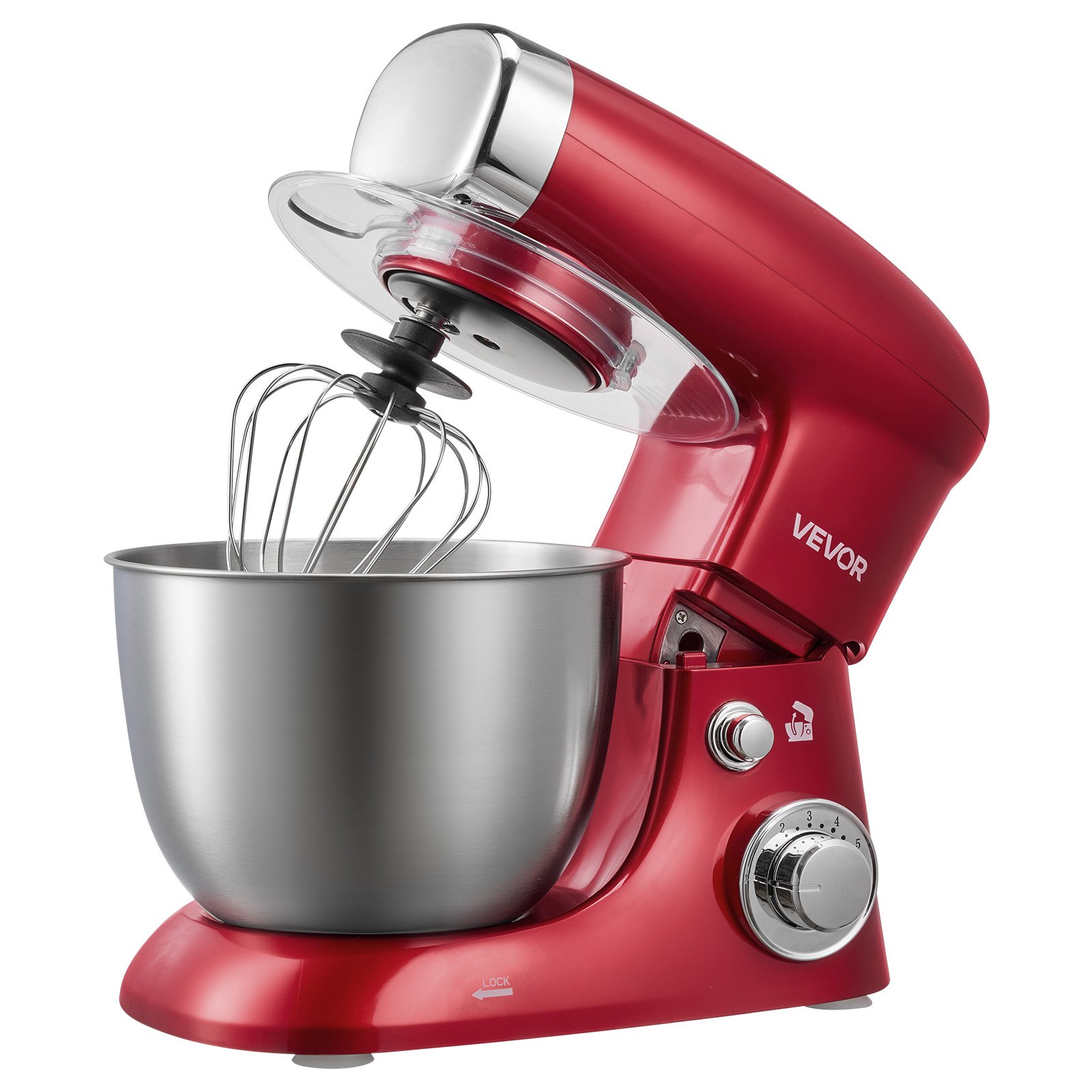 VEVOR 4.2 Qt Tilt Head Stand Mixer 400W Electric Dough Mixer, 6 Speeds Food Kitchen Mixer with Stainless Steel Bowl, Splash Guard, Dough Hook, Whisk, Beater, for Baking Mixing Whipping