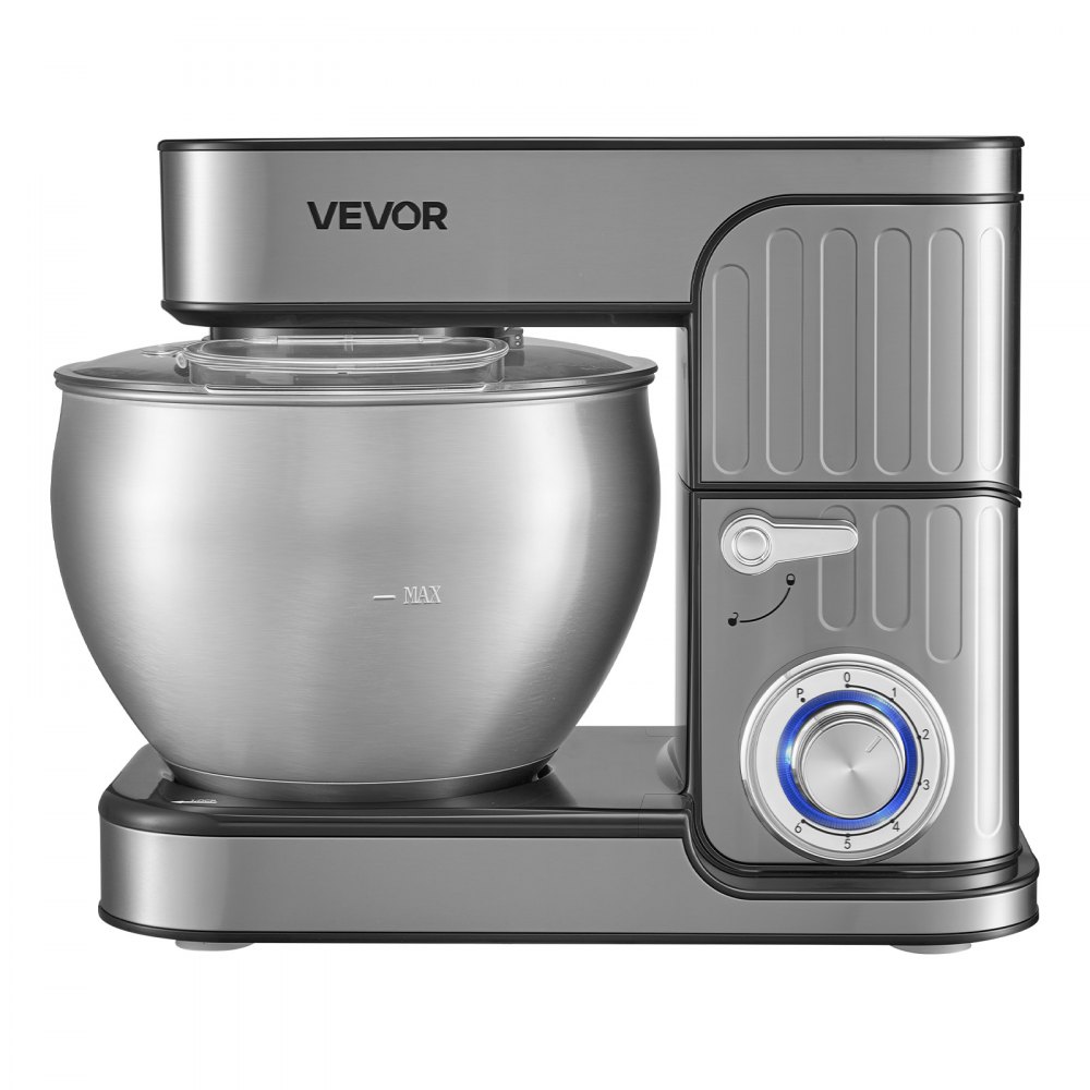 VEVOR 7.4 Qt Tilt Head Stand Mixer 500W Electric Dough Mixer, 6 Speeds with Pulse Food Kitchen Mixer with Stainless Steel Bowl, Splash Guard, Dough Hook, Whisk, Beater, for Baking Mixing