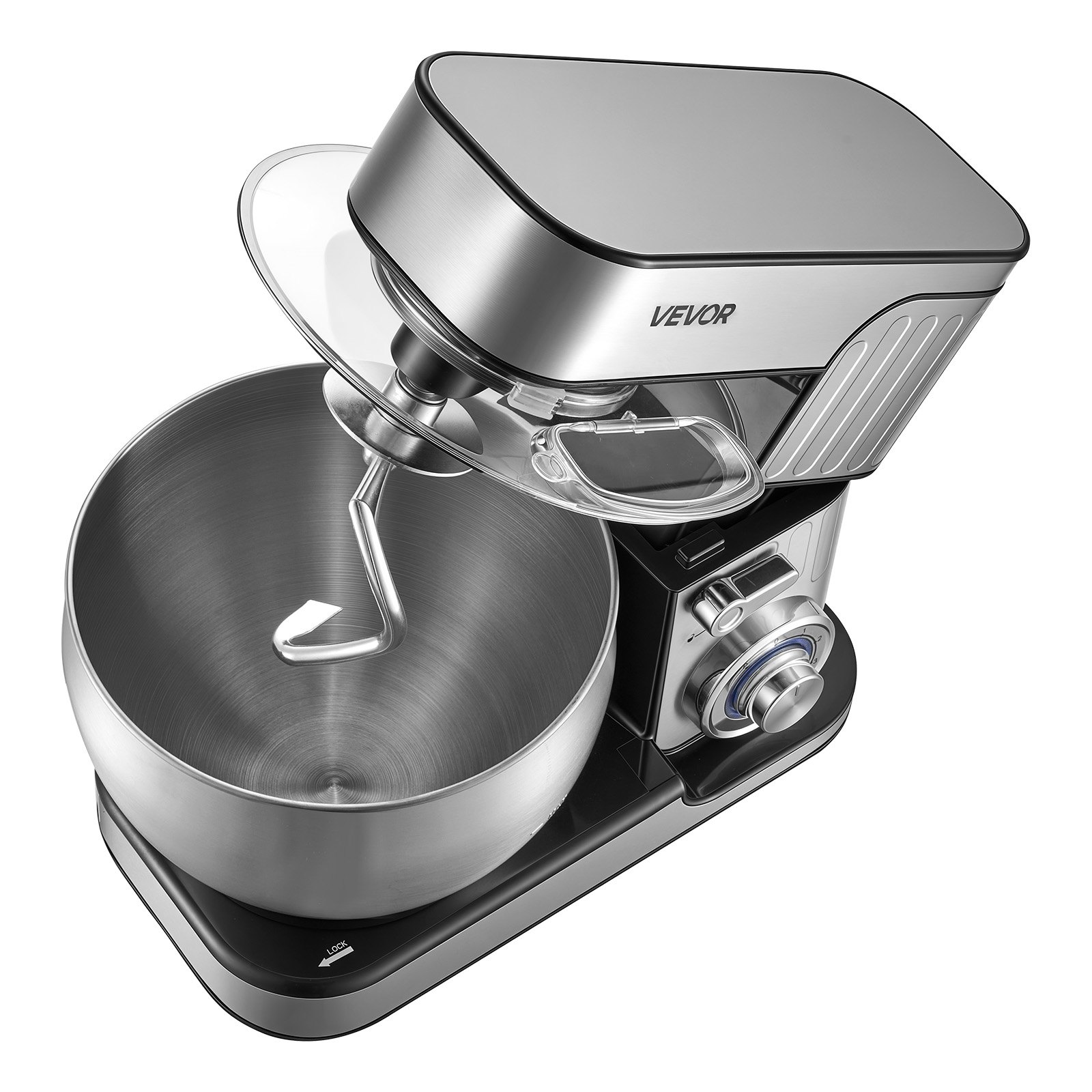 VEVOR 7.4 Qt Tilt Head Stand Mixer 500W Electric Dough Mixer, 6 Speeds with Pulse Food Kitchen Mixer with Stainless Steel Bowl, Splash Guard, Dough Hook, Whisk, Beater, for Baking Mixing