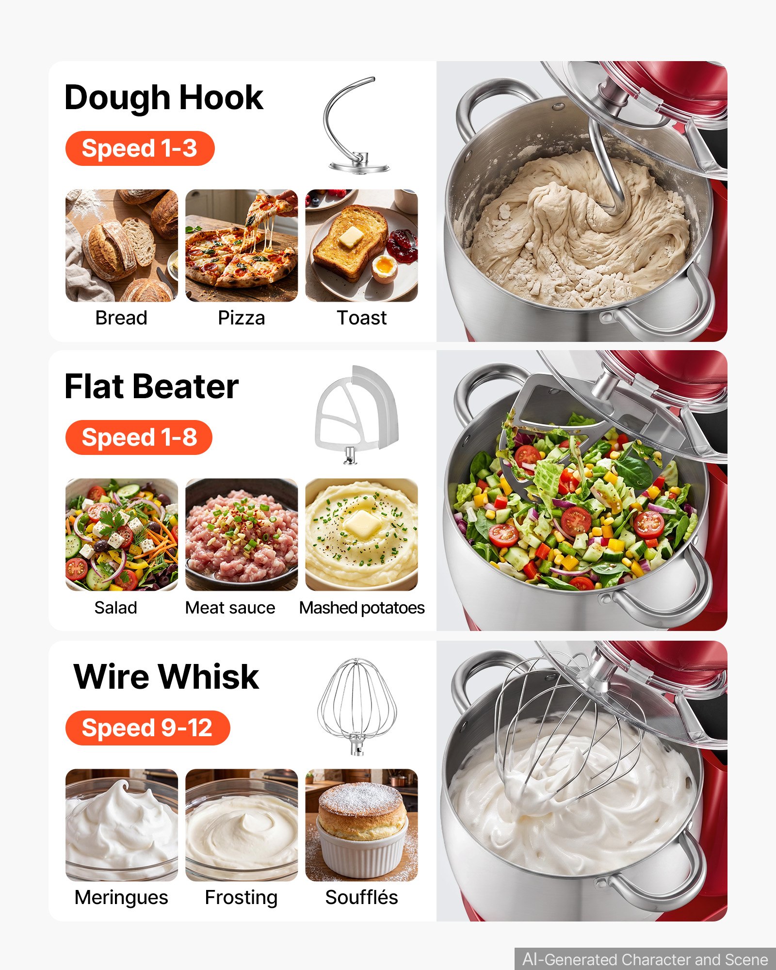 VEVOR 7.4 Qt Tilt Head Stand Mixer 500W Electric Dough Mixer, 12 Speeds Food Kitchen Mixer with Stainless Steel Bowl, Splash Guard, Dough Hook, Whisk, Beater, for Baking Mixing