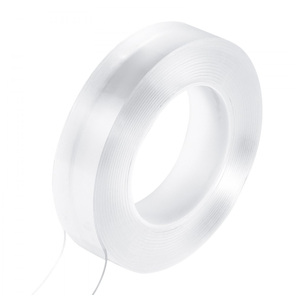 VEVOR Double Sided Tape Heavy Duty, 16 ft Long Nano Mounting Tape, Strong Adhesive & Reusable, Clear Two Sided Wall Tape, Removable Poster Picture Hanging Strips for Home, Office, Car, Outdoor Use