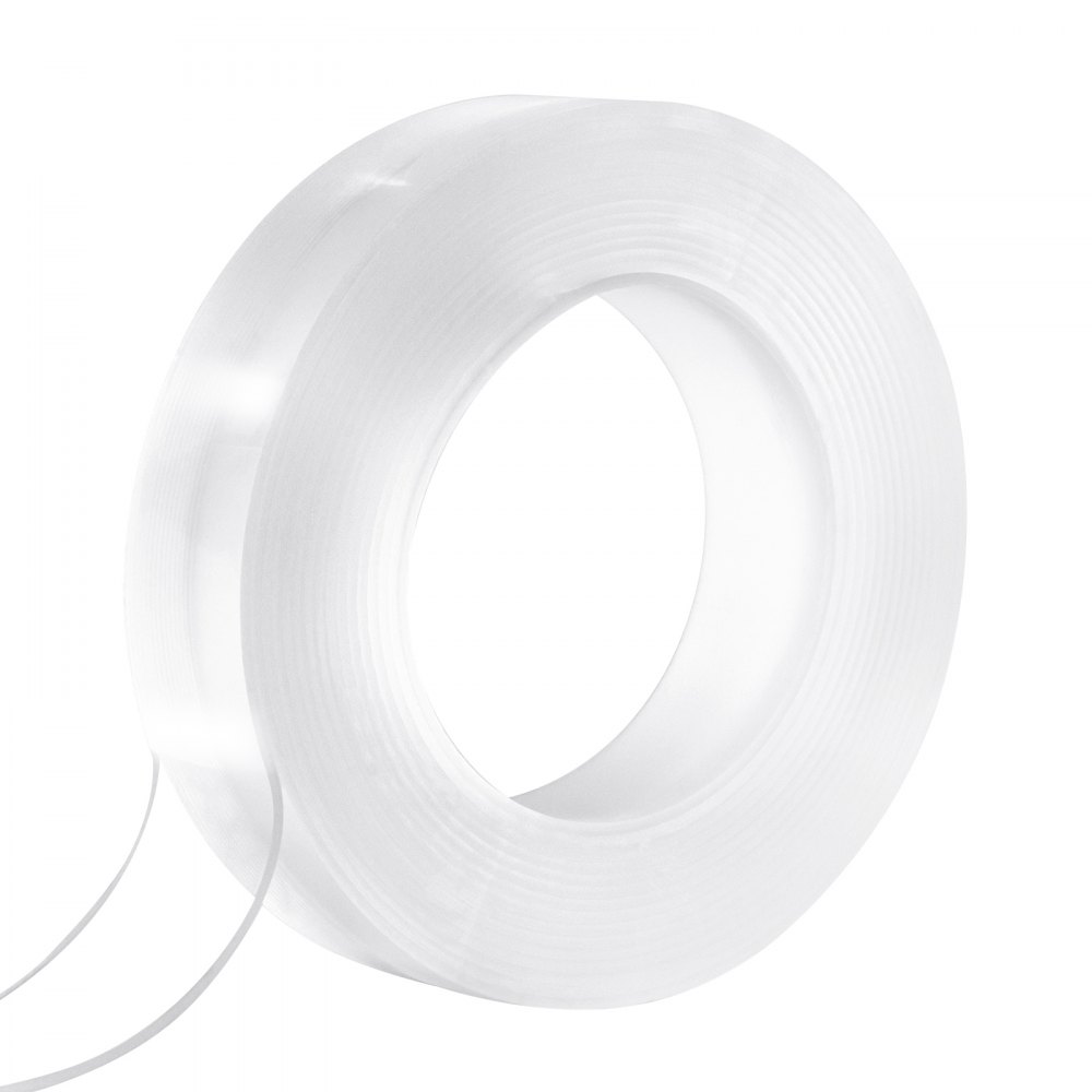 VEVOR Double Sided Tape Heavy Duty, 16 ft Long Nano Mounting Tape, Strong Adhesive & Reusable, Clear Two Sided Wall Tape, Removable Poster Picture Hanging Strips for Home, Office, Car, Outdoor Use