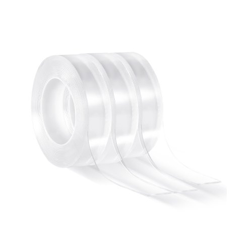 VEVOR Double Sided Tape Heavy Duty, 16 ft Nano Mounting Tape(3 Pack), Strong Adhesive & Reusable, Clear Two Sided Wall Tape, Removable Poster Picture Hanging Strips for Home Office Car Outdoor Use